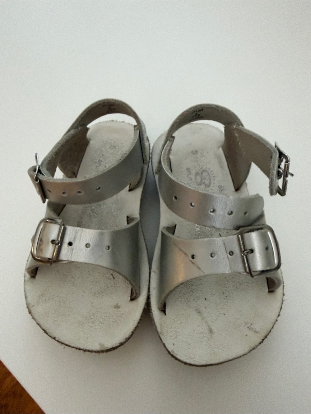 Sun-San Surfer Children's Shiny Silver Double-Buckle Sandals